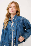 Load image into Gallery viewer, Debbie - Pleated Denim Jacket W/Stitch