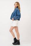 Load image into Gallery viewer, Debbie - Pleated Denim Jacket W/Stitch