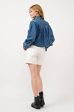 Load image into Gallery viewer, Debbie - Pleated Denim Jacket W/Stitch