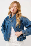 Load image into Gallery viewer, Debbie - Pleated Denim Jacket W/Stitch