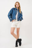 Load image into Gallery viewer, Debbie - Pleated Denim Jacket W/Stitch