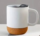 Load image into Gallery viewer, 15 oz Ceramic Coffee Mug with Removable Coaster and Black Sliding Lid