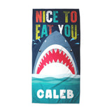 Load image into Gallery viewer, Beach Towel Nice To Eat You Shark