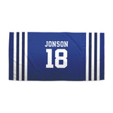 Load image into Gallery viewer, Beach Towel: Sports Jersey Beach Towel Sam + Zoey Royal Blue