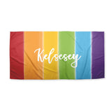 Load image into Gallery viewer, Beach Towel Watercolor Rainbow Stripe