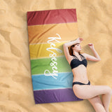 Load image into Gallery viewer, Beach Towel Watercolor Rainbow Stripe