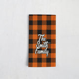 Load image into Gallery viewer, Black and Orange Gingham Tea Towel