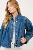 Load image into Gallery viewer, Debbie - Pleated Denim Jacket W/Stitch