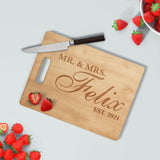 Load image into Gallery viewer, Cutting Board: Mr &amp; Mrs Script Cutting Board Sam + Zoey Maple