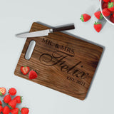 Load image into Gallery viewer, Personalized &quot;Mr &amp; Mrs Script&quot; Cutting Board Cutting Board Sam + Zoey Walnut 