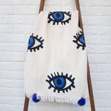 Load image into Gallery viewer, Black Evil Eye Throw Blanket by Moa