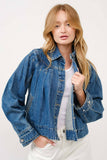 Load image into Gallery viewer, Debbie - Pleated Denim Jacket W/Stitch