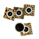 Load image into Gallery viewer, Fabric Coaster Animal Print Monogram