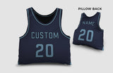 Load image into Gallery viewer, Front and backside of a Personalized Basketball Jersey Pillow in Sky blue-Royal color 