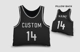 Load image into Gallery viewer, Front and backside of a Personalized Basketball Jersey Pillow in White-Black color