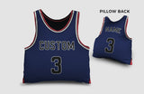 Load image into Gallery viewer, Front and backside of a Personalized Basketball Jersey Pillow in Red-Royal-White color 