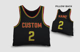 Load image into Gallery viewer, Front and backside of a Personalized Basketball Jersey Pillow in Black-Green-Red color