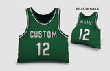 Load image into Gallery viewer, Front and backside of a Personalized Basketball Jersey Pillow in Green-White color