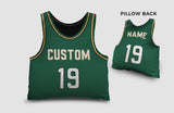 Load image into Gallery viewer, Front and backside of a Personalized Basketball Jersey Pillow in Green-Gold-Black color  