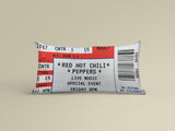 Load image into Gallery viewer, A white Personalized Event Ticket Pillow made from cotton, Red Hot Chili Peppers event ticket printed on it