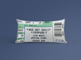 Load image into Gallery viewer, A mint green Personalized Event Ticket Pillow made from cotton, Red Hot Chili Peppers event ticket printed on it