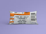 Load image into Gallery viewer, An orange Personalized Event Ticket Pillow made from cotton, Red Hot Chili Peppers event ticket printed on it