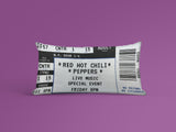 Load image into Gallery viewer, A black Personalized Event Ticket Pillow made from cotton, Red Hot Chili Peppers event ticket printed on it