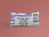 Load image into Gallery viewer, A purple Personalized Event Ticket Pillow made from cotton, Red Hot Chili Peppers event ticket printed on it